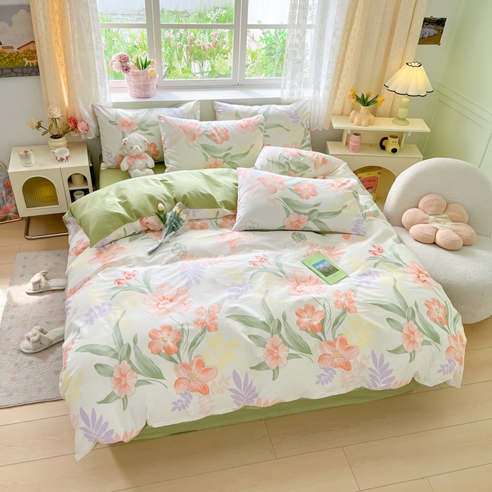 91家纺网 家纺一手货源 找家纺 芊寻家居 2024新款全棉13372花卉系列四件套 楚楚动人