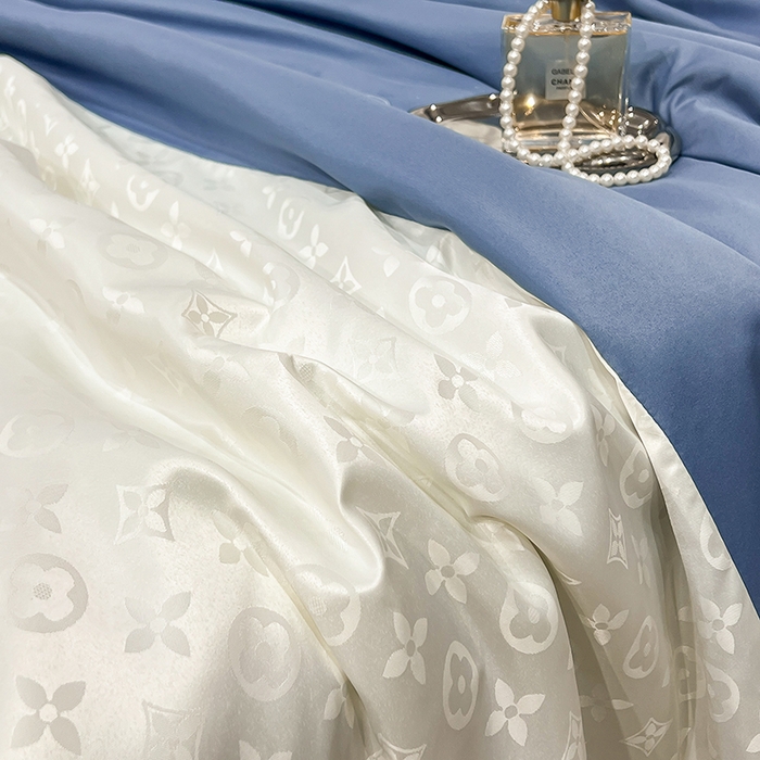 91家纺网 家纺一手货源 找家纺 梦之岛 2024新款水洗真丝提花空调被夏被四件套-路易公主 路易公主-蓝