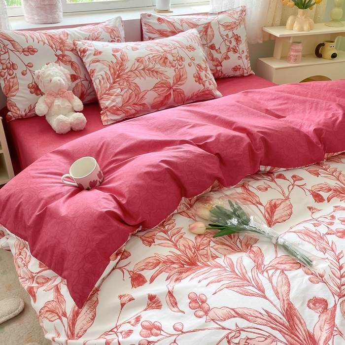 91家纺网 家纺一手货源 找家纺 芊寻家居 2024新款全棉13372花卉系列四件套 生机