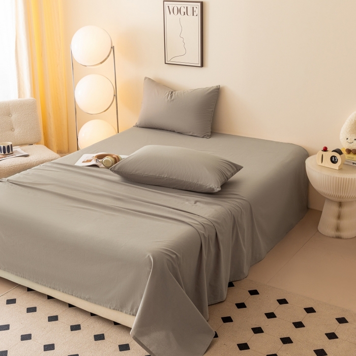 91家纺网 家纺一手货源 找家纺 寐眠 2024新款全棉水洗棉床单床笠单品-单床单 水泥灰