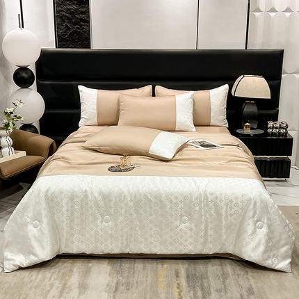 梦之岛 2024新款水洗真丝提花空调被夏被四件套-路易公主 路易公主-香槟