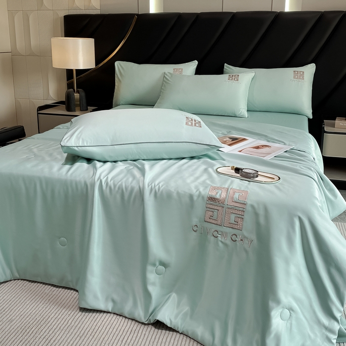 91家纺网 家纺一手货源 找家纺 露梦家纺 2025新款水洗真丝刺绣夏被-梵希 梵希-薄荷绿