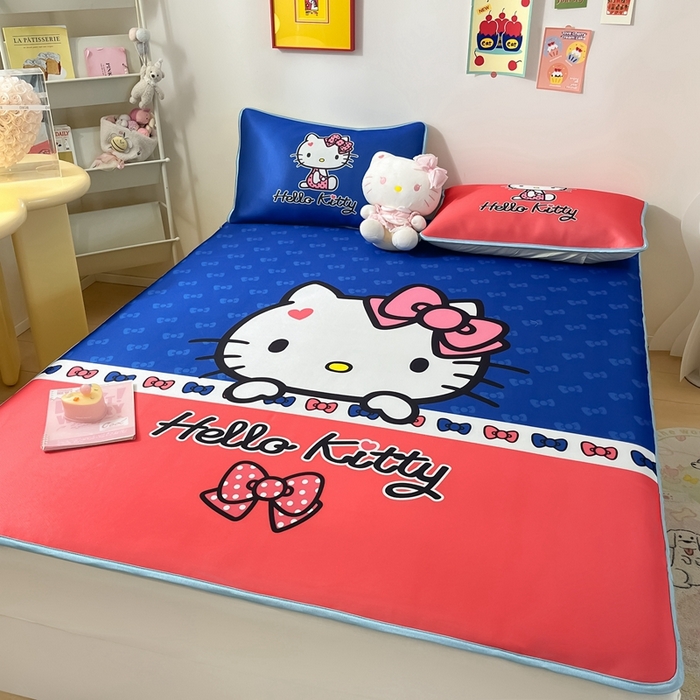 91家纺网 家纺一手货源 找家纺 博雅 2024新款三丽鸥凉感丝凉席夏被套件 大版-蝴蝶结KT