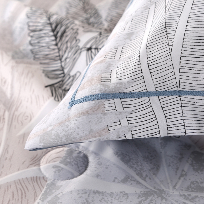 91家纺网 家纺一手货源 找家纺 梦莱斯 2024新款拼角宽边水洗天丝夏被四件套 初禾灰