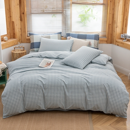 91家纺网 家纺一手货源 找家纺 （总）柠萌家居 2024新款A类全棉色织水洗棉无印风四件套