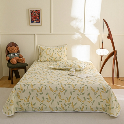 91家纺网 家纺一手货源 找家纺 （总）萌宝 2025老粗布新款纯棉细纱三枚缎卡帆布花边款软凉席床单提供买家秀