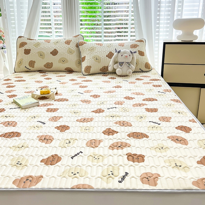 91家纺网 家纺一手货源 找家纺 佳梦达 2025新款0.4厚度印花凉感丝乳胶凉席 趣味狗