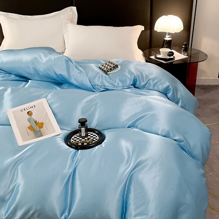 91家纺网 家纺一手货源 找家纺 （总）圣比熊 2025新款可水洗冰丝被套双人床被套带同款床单床笠四件套