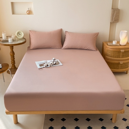 寐眠 2024新款全棉水洗棉床单床笠单品-单床笠 藕粉