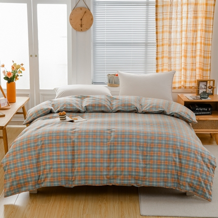 柠萌家居 2024新款A类全棉色织水洗棉无印风四件套 芳华绿