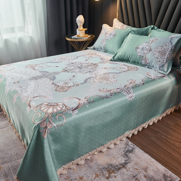 91家纺网 家纺一手货源 找家纺 大境 2024新款900d窝蜂冰丝凉席三件套 欧式风情