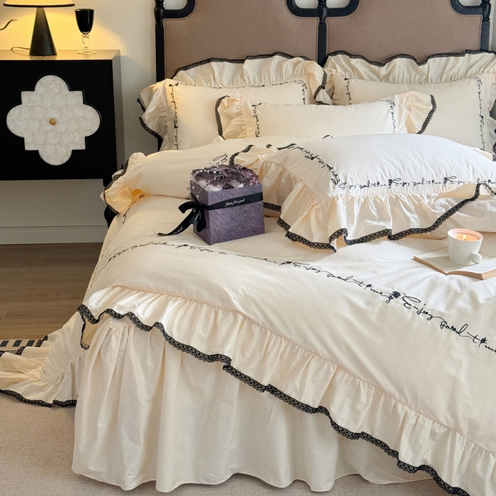 91家纺网 家纺一手货源 找家纺 （总）亲亲公主 2025新款全棉法式绣花四件套-玫瑰爱情