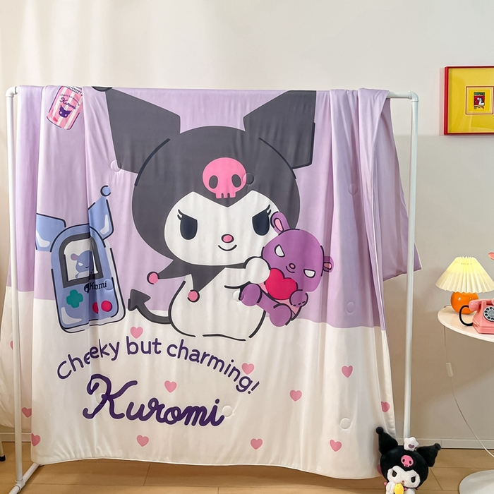 91家纺网 家纺一手货源 找家纺 博雅 2024新款三丽鸥凉感丝凉席夏被套件 大版-游戏库洛米