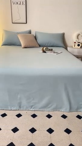 91家纺网 家纺一手货源 找家纺 寐眠 2024新款全棉水洗棉床单床笠单品-单床单 浅蓝