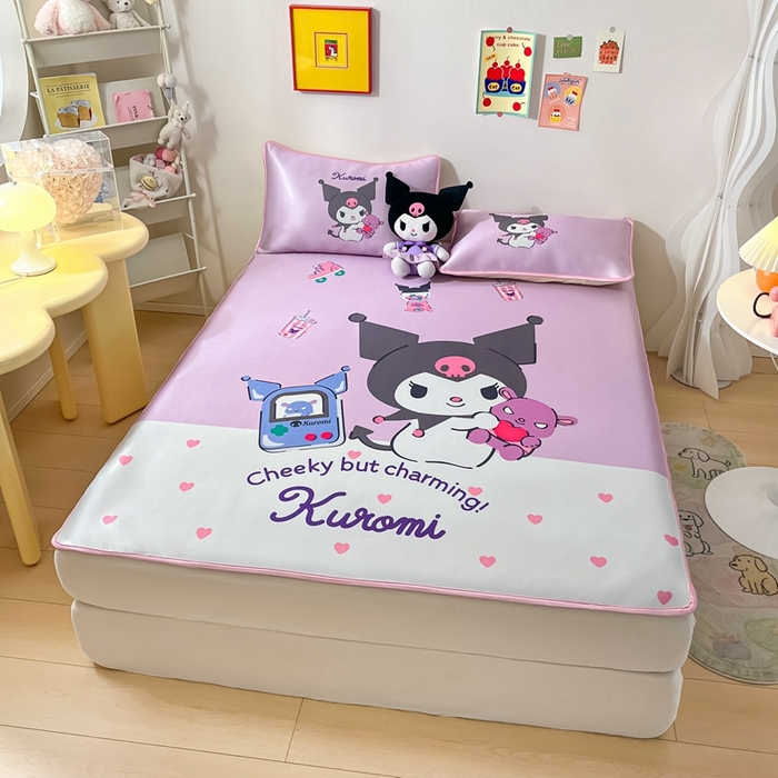 91家纺网 家纺一手货源 找家纺 博雅 2024新款三丽鸥凉感丝凉席夏被套件 大版-游戏库洛米