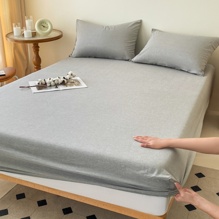 91家纺网 家纺一手货源 找家纺 寐眠 2024新款全棉水洗棉床单床笠单品-单床笠 冷灰