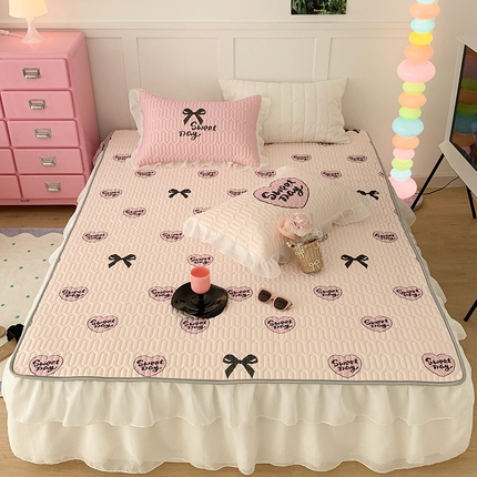 昔可家纺 2024新款床裙款乳胶席 黑粉芭蕾少女心