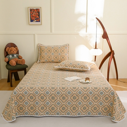 91家纺网 家纺一手货源 找家纺 萌宝 2025老粗布新款纯棉细纱三枚缎卡帆布花边款软凉席床单提供买家秀流金岁月