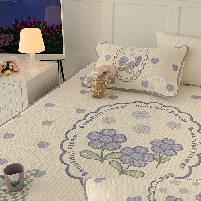 91家纺网 家纺一手货源 找家纺 昔可家纺 2024新款床笠款乳胶席 紫爱心小花朵