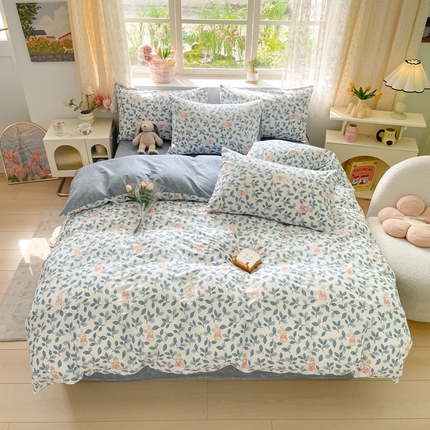 芊寻家居 2024新款全棉13372花卉系列四件套 菲菲兔