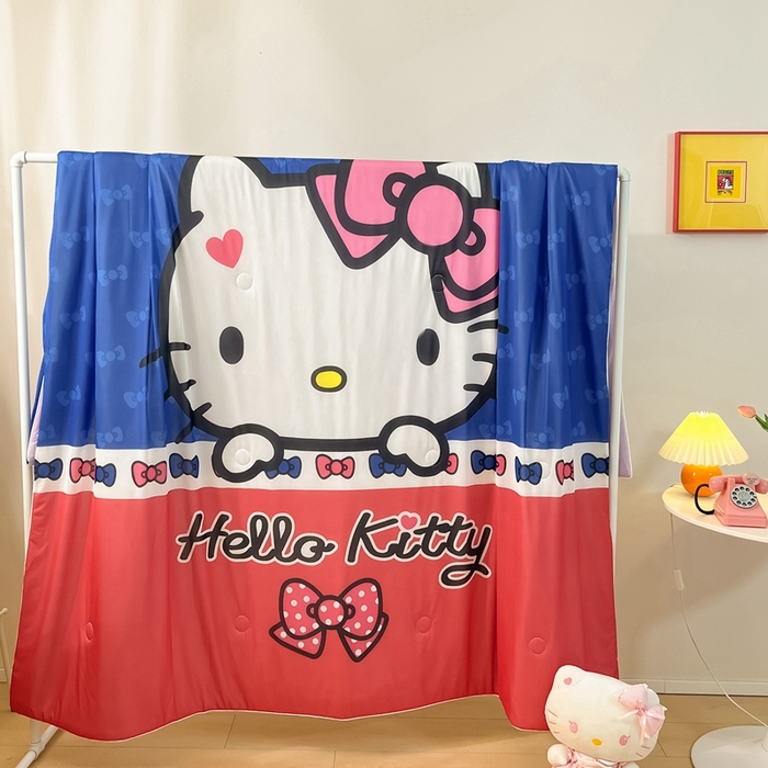 91家纺网 家纺一手货源 找家纺 博雅 2024新款三丽鸥凉感丝凉席夏被套件 大版-蝴蝶结KT