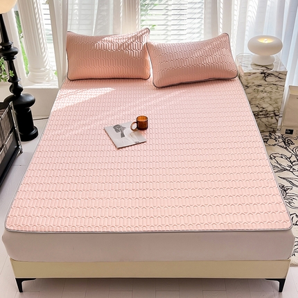 91家纺网 家纺一手货源 找家纺 佳梦达 2025新款0.4厚度纯色乳胶凉席 淡雅粉