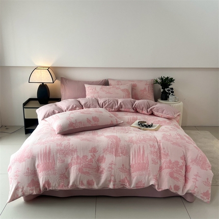 HL原创 2024新款原创双层纱提花四件套 拾光-粉