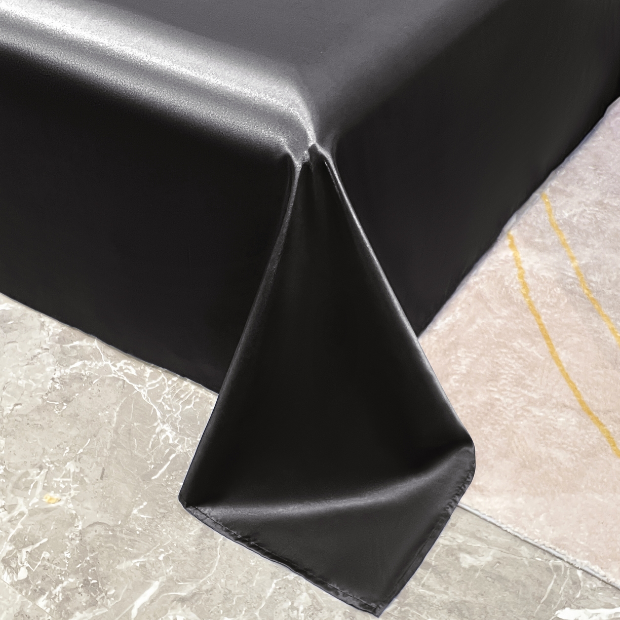 91家纺网 家纺一手货源 找家纺 梦舒羽 2025新款可水洗冰丝床垫保护罩防尘床单三件套 尊贵黑