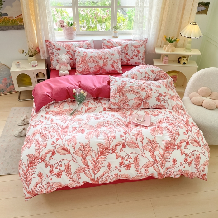 91家纺网 家纺一手货源 找家纺 芊寻家居 2024新款全棉13372花卉系列四件套 生机