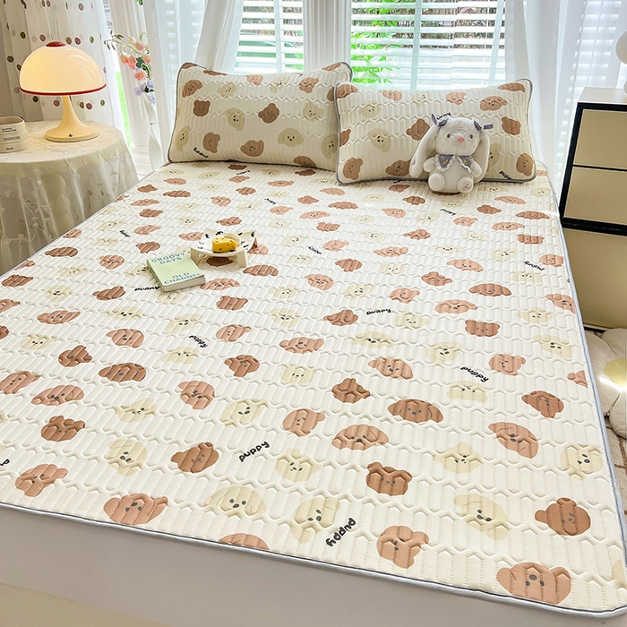 91家纺网 家纺一手货源 找家纺 佳梦达 2025新款0.4厚度印花凉感丝乳胶凉席 趣味狗