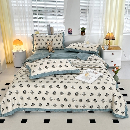 91家纺网 家纺一手货源 找家纺 （总）梦莱斯 2024新款时尚舒适泡泡棉夏被四件套