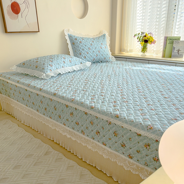 91家纺网 家纺一手货源 找家纺 冬然 2023新款全棉防滑榻榻米垫子炕垫纯棉床盖夹棉床单纯棉床单 花开半夏