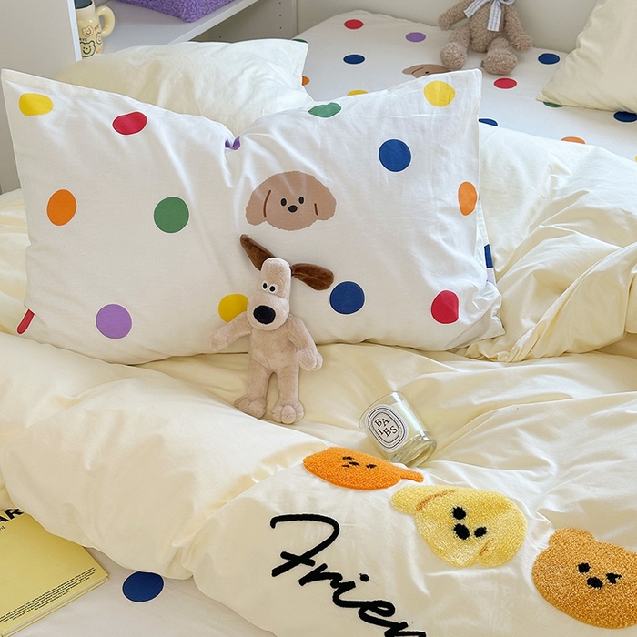 91家纺网 家纺一手货源 找家纺 澳萝拉 2024新款纯棉毛巾绣卡通四件套 酥酥熊