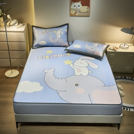 21度C 2024新款卡通大版数码印花冰藤席 摘星辰-床笠款