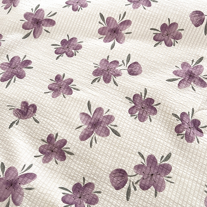 91家纺网 家纺一手货源 找家纺 梦莱斯 2024新款时尚舒适泡泡棉夏被四件套 小苍兰