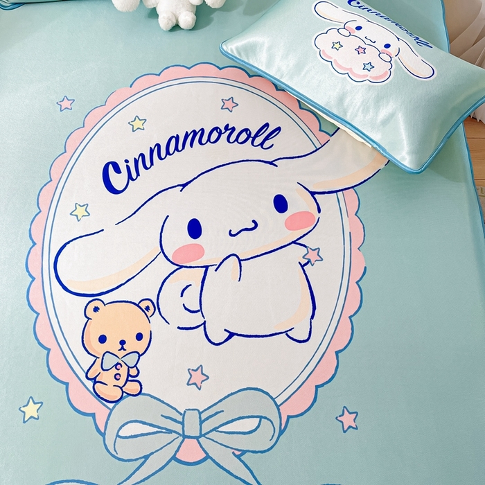 91家纺网 家纺一手货源 找家纺 博雅 2024新款三丽鸥凉感丝凉席夏被套件 大版-软萌玉桂狗