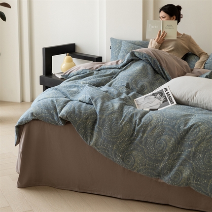 大米家居 2024新款全棉60支双层纱色织提花四件套 星空