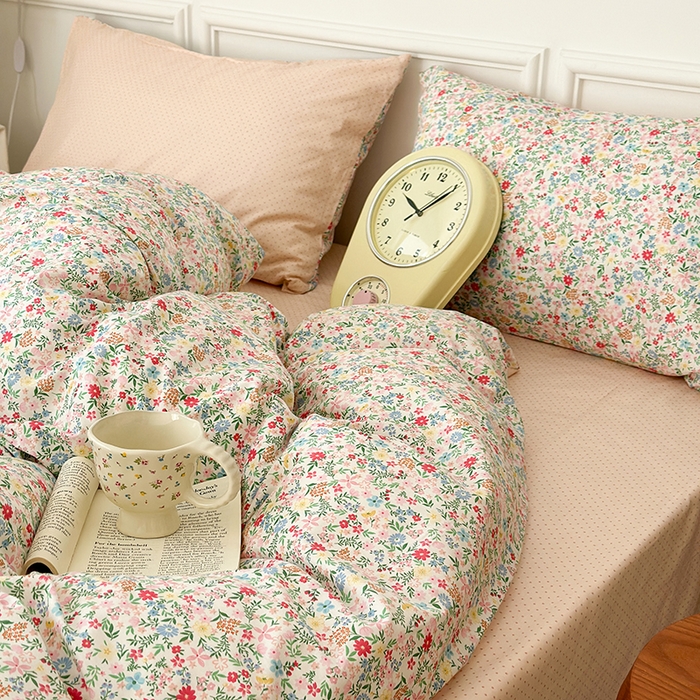 91家纺网 家纺一手货源 找家纺 昔可家纺 2024新款全棉春日复古印花四件套 春日花漾