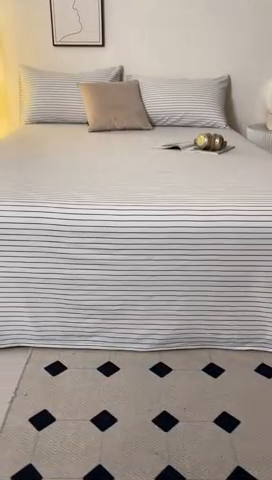 91家纺网 家纺一手货源 找家纺 寐眠 2024新款全棉水洗棉床单床笠单品-单床单 白细条