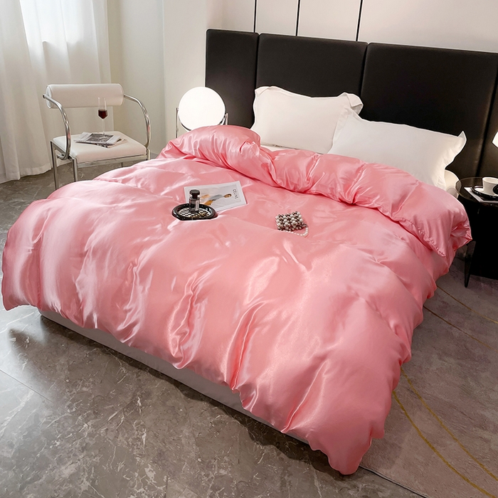 91家纺网 家纺一手货源 找家纺 梦舒羽 2025新款可水洗冰丝被套双人床被套带同款床单床笠四件套 玉色