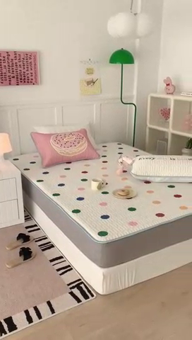 91家纺网 家纺一手货源 找家纺 昔可家纺 2024新款床笠款乳胶席 彩色波点