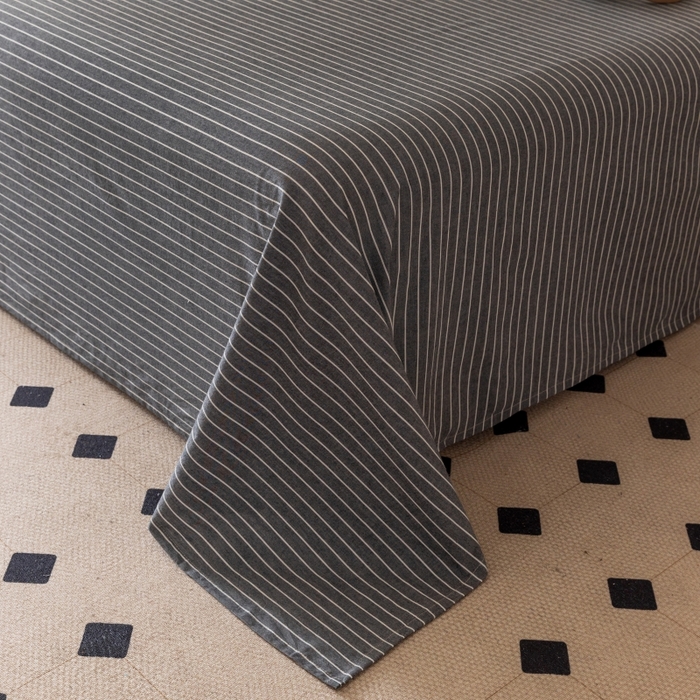 91家纺网 家纺一手货源 找家纺 寐眠 2024新款全棉水洗棉床单床笠单品-单床单 灰细条