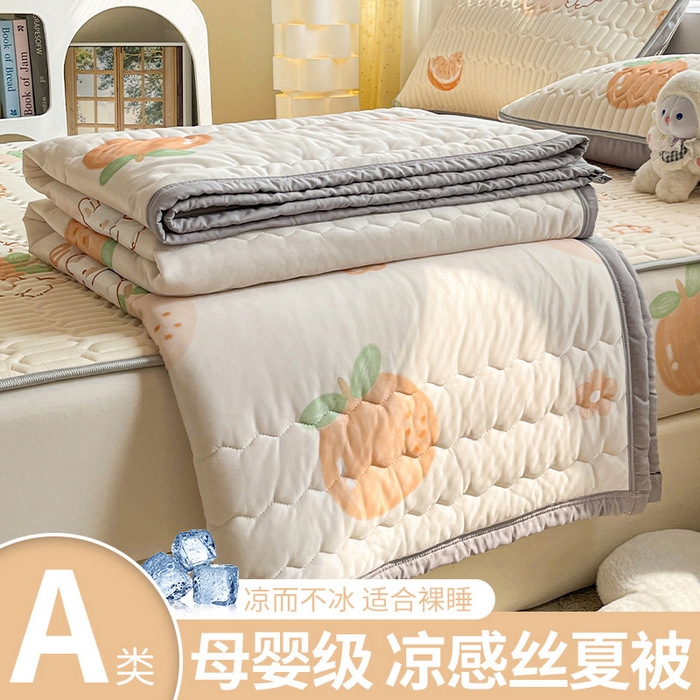 91家纺网 家纺一手货源 找家纺 福来临家纺 2025新款印花夏被 橙子兔