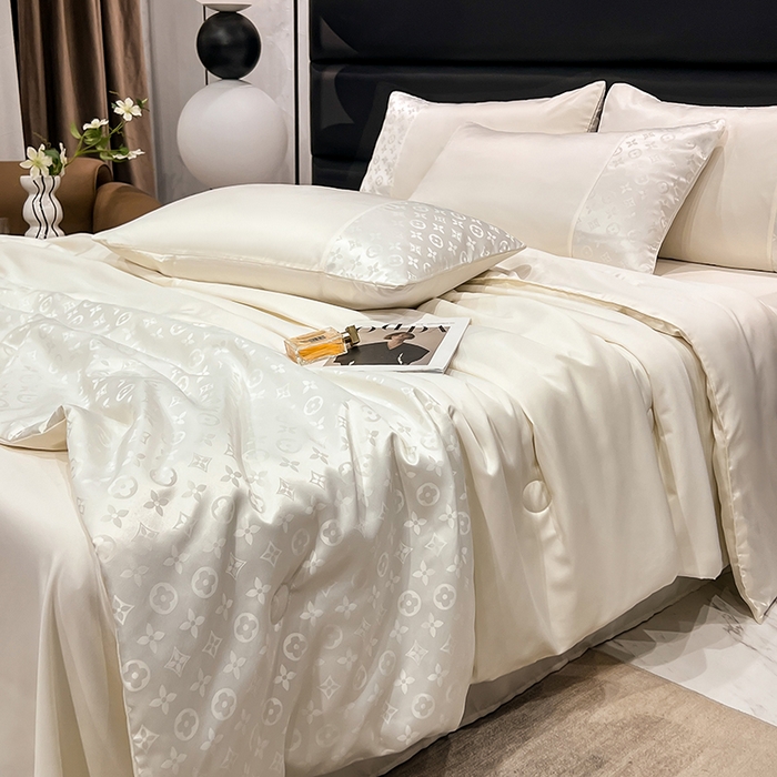 91家纺网 家纺一手货源 找家纺 梦之岛 2024新款水洗真丝提花空调被夏被四件套-路易公主 路易公主-奶白