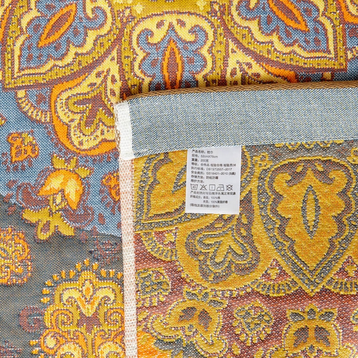 91家纺网 家纺一手货源 找家纺 朴尔-2024全棉四层纱布色织提花宽边时尚枕巾系列52*78一对 复古花园-黄