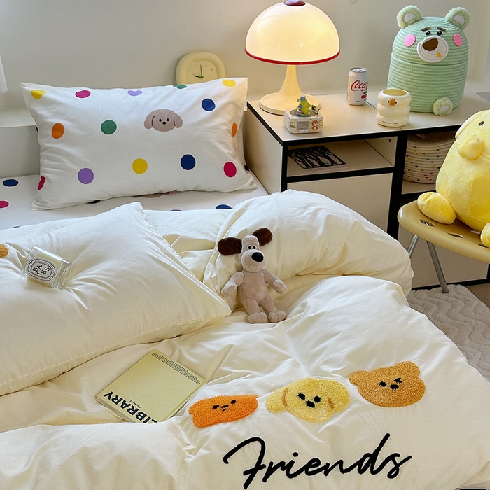 91家纺网 家纺一手货源 找家纺 澳萝拉 2024新款纯棉毛巾绣卡通四件套 酥酥熊