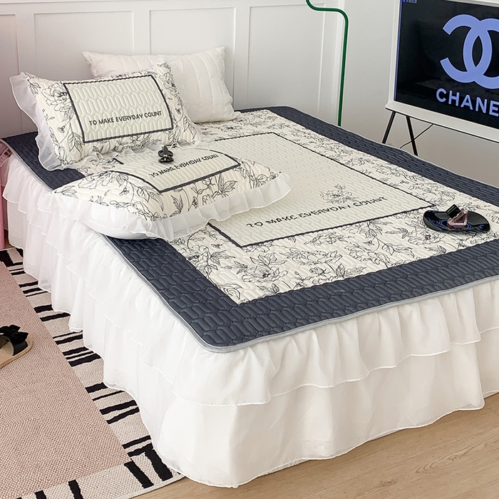 91家纺网 家纺一手货源 找家纺 昔可家纺 2024新款床裙款乳胶席 夏奈花园