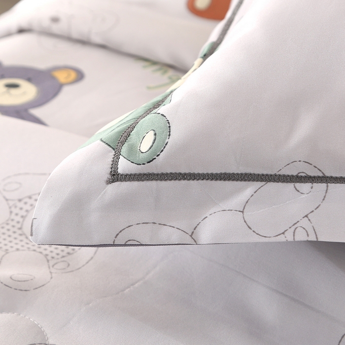 91家纺网 家纺一手货源 找家纺 梦莱斯 2024新款拼角宽边水洗天丝夏被四件套 宝贝熊