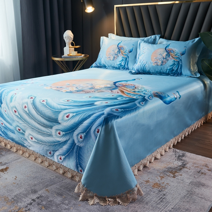 91家纺网 家纺一手货源 找家纺 大境 2024新款900d窝蜂冰丝凉席三件套 倾城之恋