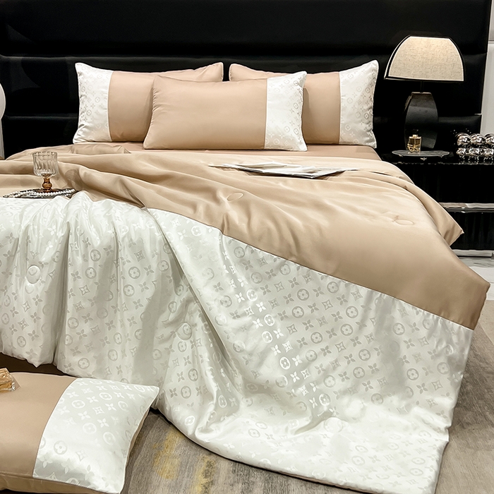 91家纺网 家纺一手货源 找家纺 梦之岛 2024新款水洗真丝提花空调被夏被四件套-路易公主 路易公主-香槟